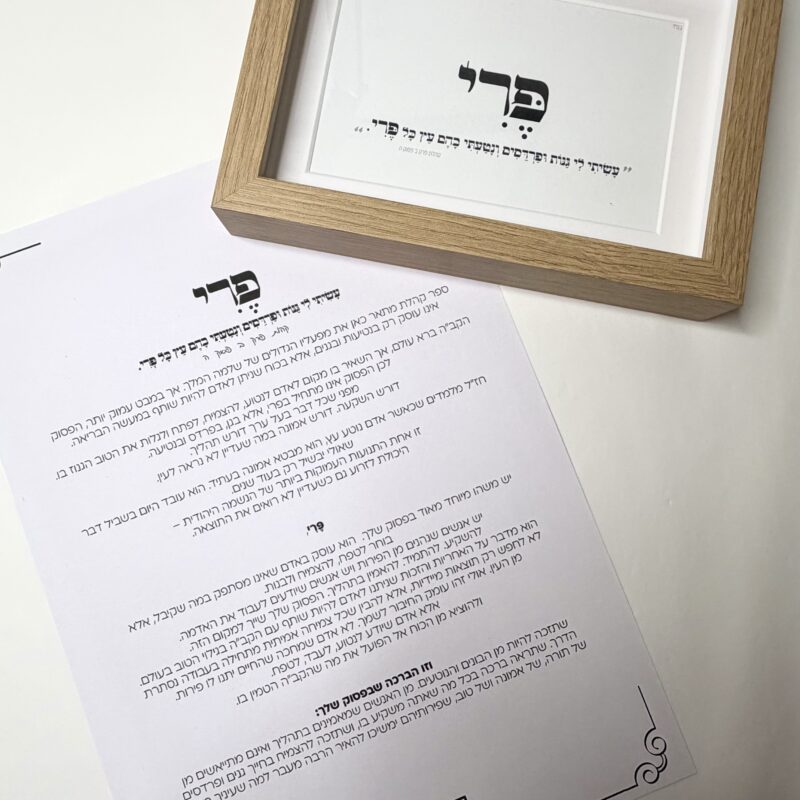 פרינט אישי עם פסוק ייחודי לשם שלך + מכתב פירוש אישי